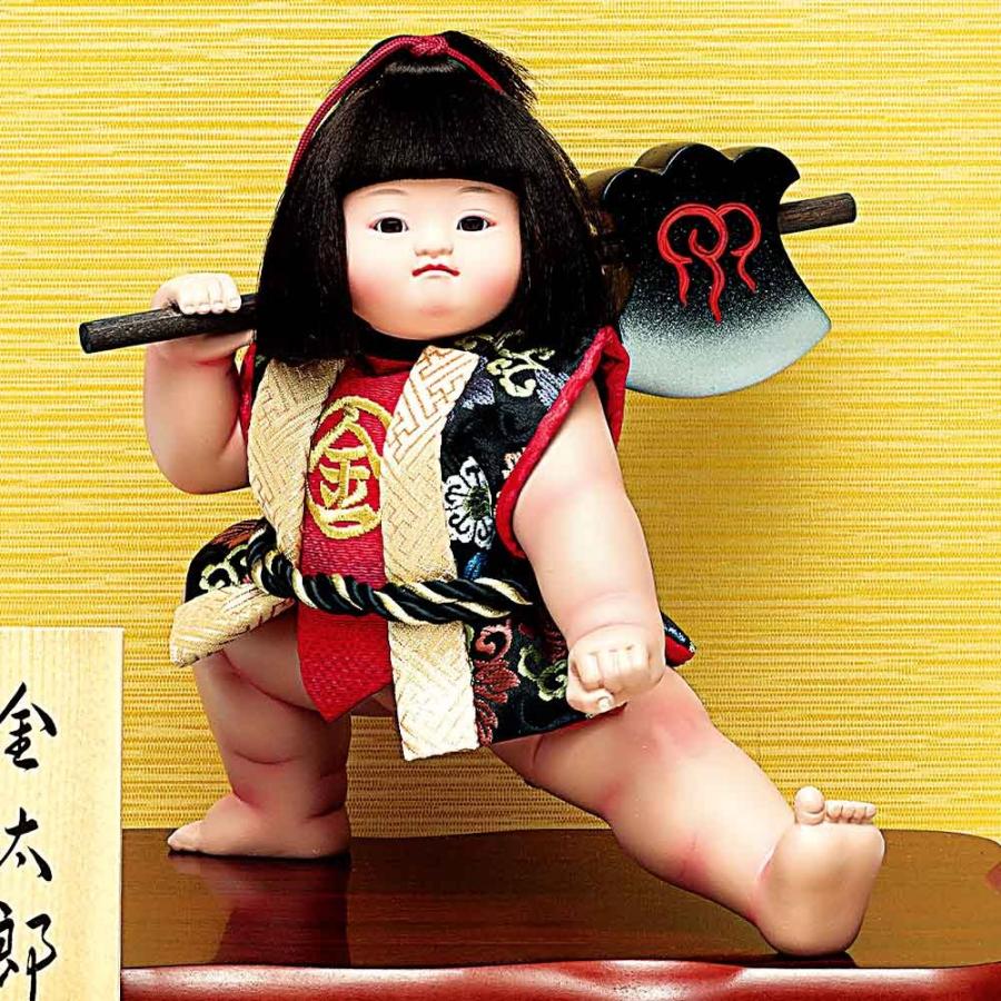 五月人形 真多呂人形作 木目込み 金太郎 鉞 まさかり ケース飾りケース