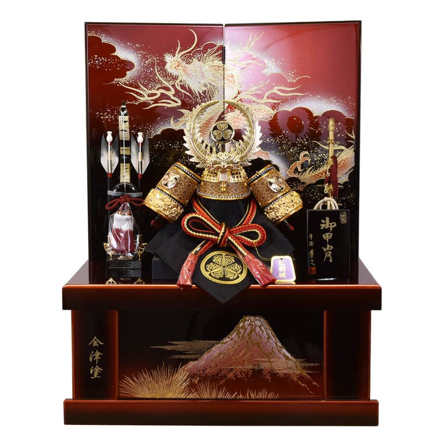 五月人形 コンパクト おしゃれ 兜飾り 収納飾り 徳川家康 11号 GF117 502474 かぶと 名将 武将 木 木製 台付 モダン かっこいい_10