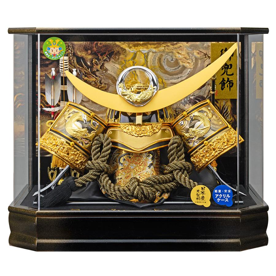 上杉謙信　五月人形　兜飾り　六角パノラマアクリルケース入 上杉謙信五月人形兜飾り六角パノラマアクリルケース入