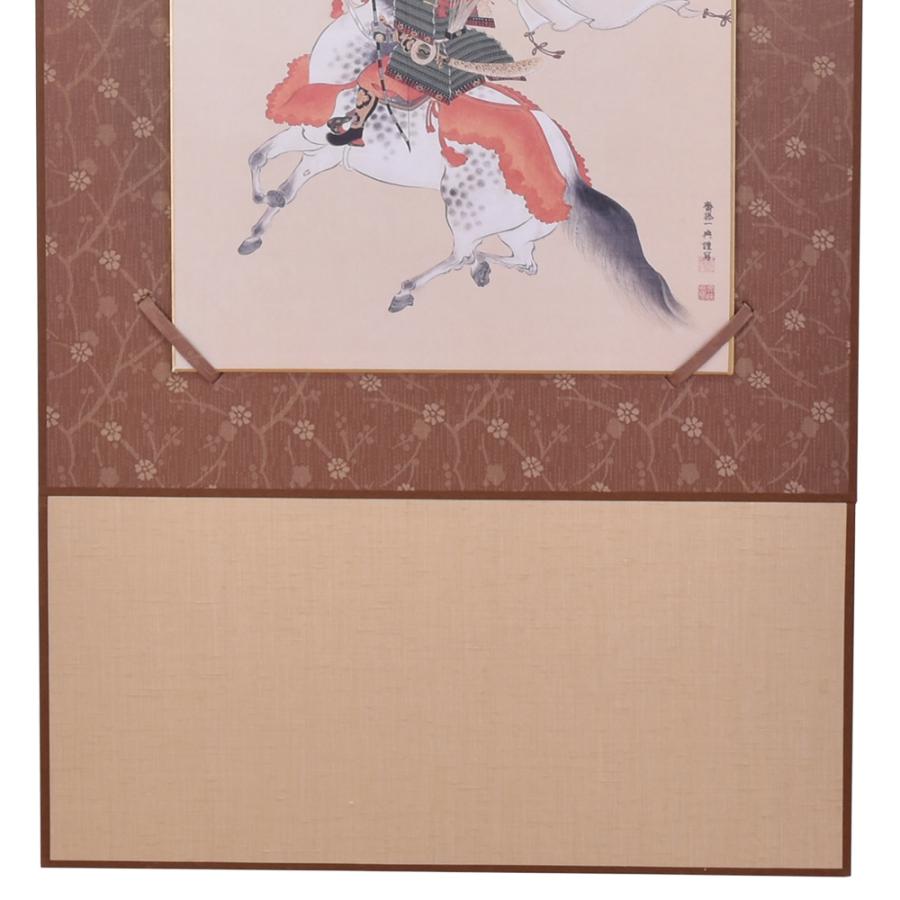 掛軸 行事飾り[端午の節句画]武者 【白馬武者】 [尺三] [長江桂舟