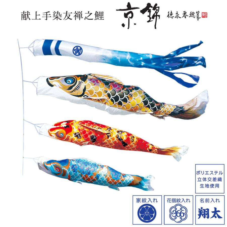鯉のぼりこいのぼり 庭用 コンパクト にわデコ 京錦 おしゃれ 簡単設置 1.2m 6点セット商品 かわいい