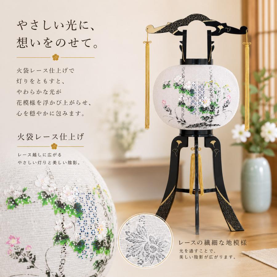 盆提灯 初盆 新盆 ミニサイズ コンパクト 置き提灯 あかり 綾型蒔絵 絵