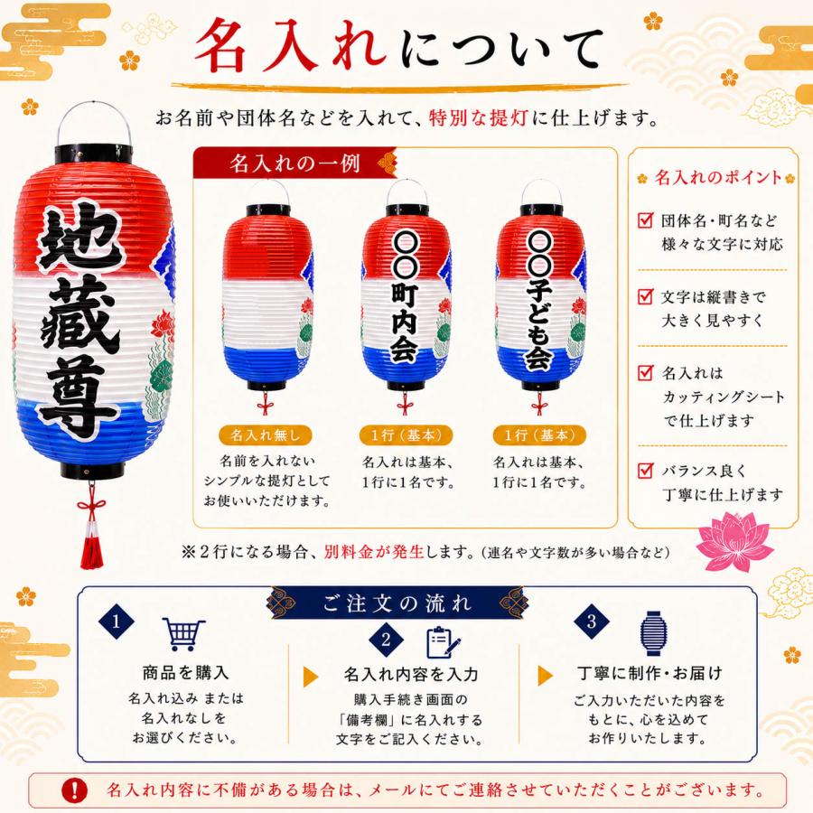 地蔵盆 提灯 地蔵尊 名入れ料込 1名様分 祭礼提灯 特殊提灯 九長 彩色
