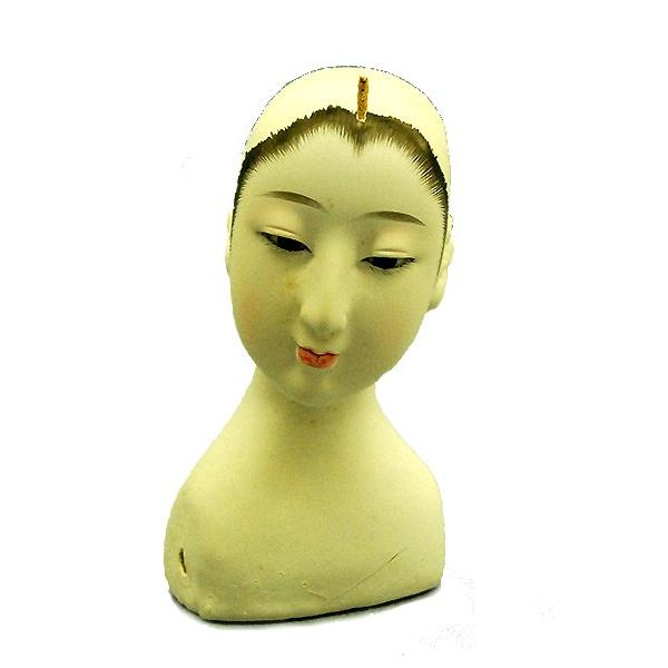 日本人形頭 顔 手芸品 部品 尺三 割れ毛 坊主