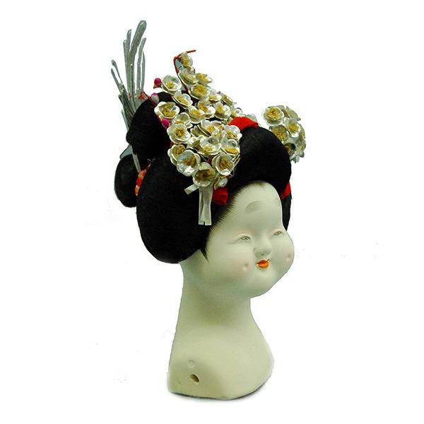 日本人形頭 顔 手芸品 部品 お多福 禿 (大)_1