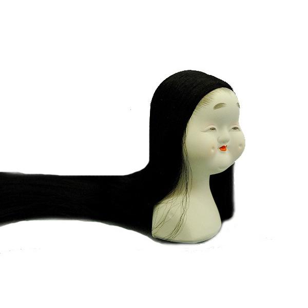 日本人形頭 顔 手芸品 部品 お多福 中割 (小)_1