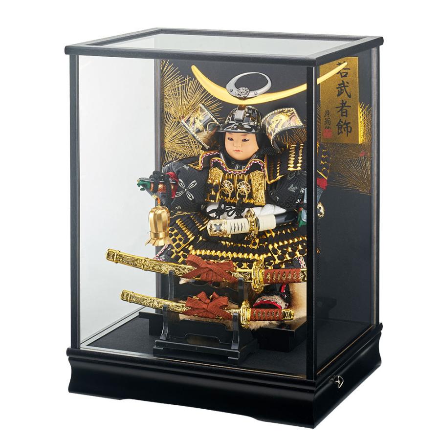 訳あり特価　KS5 上杉大将ケース入り　5月人形ケース　大将ケース　鎧兜大将 五月人形 子供大将ケース飾り【P93232】 凛としたお顔に日輪弦月の鍬形