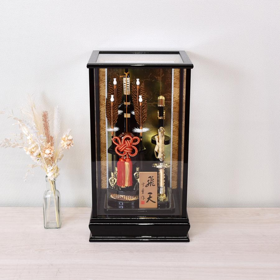 破魔弓 お祝い コンパクト 初正月飾 15号 飛天 ケース飾り ガラス