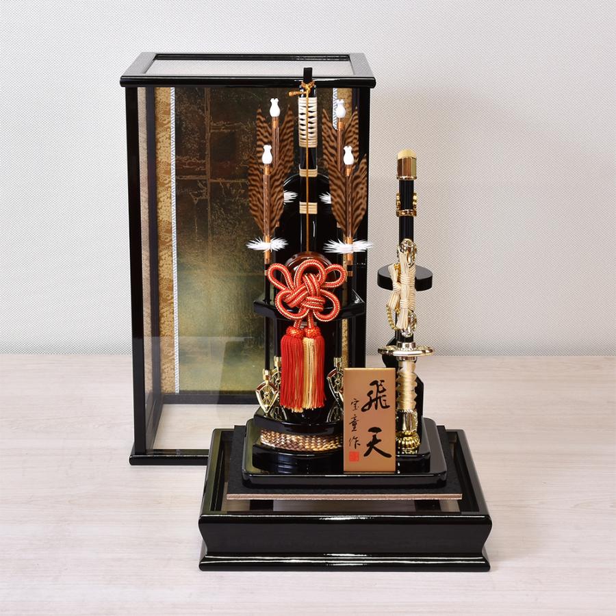 破魔弓 お祝い コンパクト 初正月飾 15号 飛天 ケース飾り ガラス