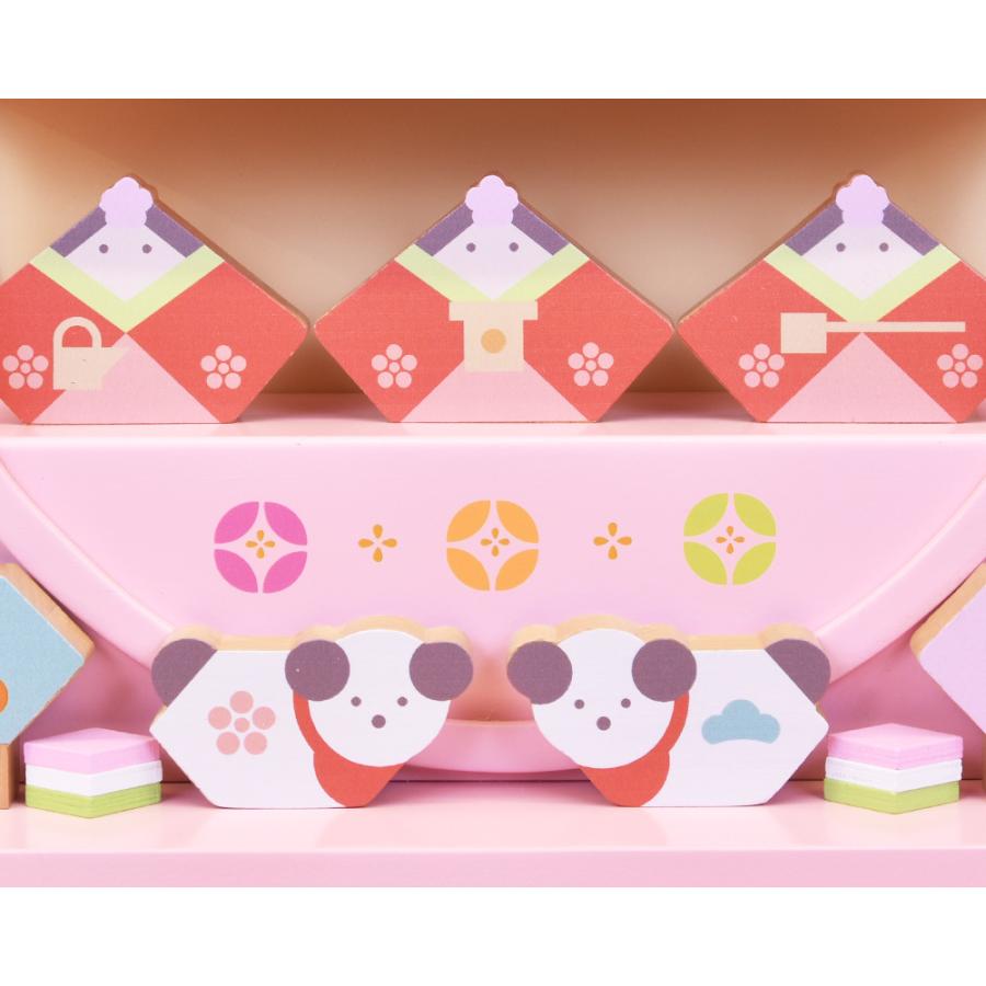 雛人形 木製 5人飾り flute-hina ピンク コンパクト かわいい お雛様