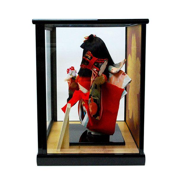 新品の市松人形　日本人形　女の子　ガラスケース入り 壽山作】市松人形 日本人形 ガラスケース入り 昭和レトロ 着物 女の子