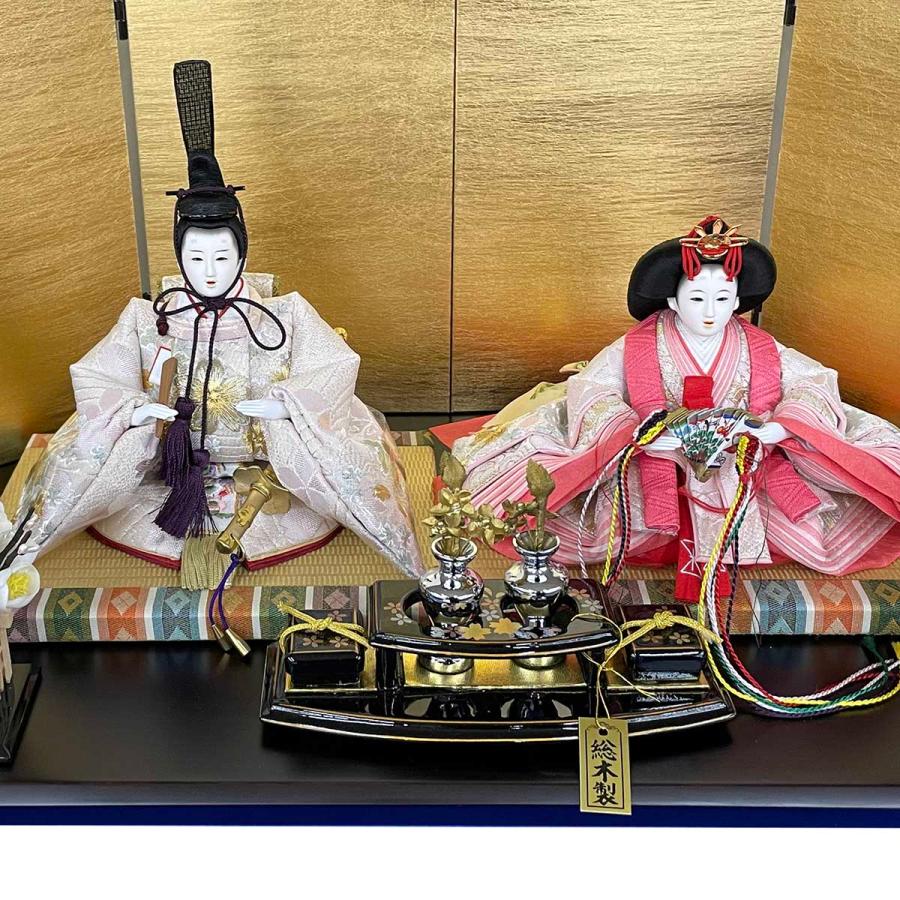 雛人形 お祝い ひな人形 平飾り 親王飾り 2人飾り 二人飾り 京十三番 二曲柱付 黒檀 おしゃれ かわいい 可愛い モダン ひな祭り かわいい ひな おひな様 2026_7