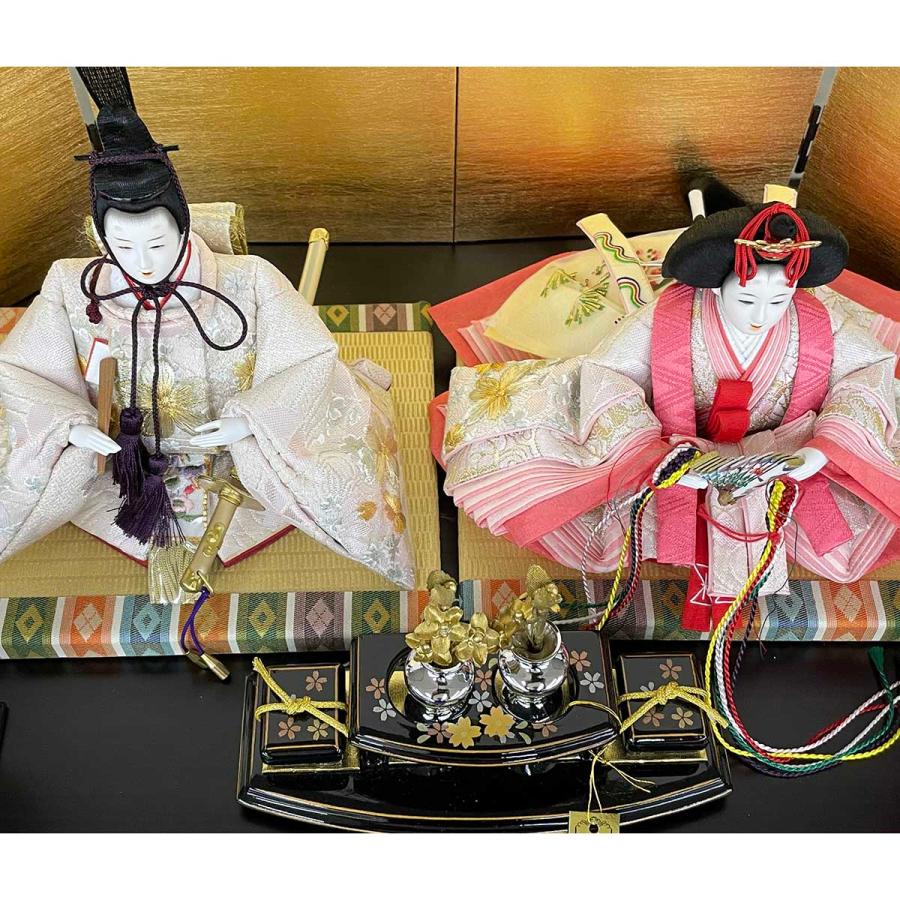雛人形 お祝い ひな人形 平飾り 親王飾り 2人飾り 二人飾り 京十三番 二曲柱付 黒檀 おしゃれ かわいい 可愛い モダン ひな祭り かわいい ひな おひな様 2026_8