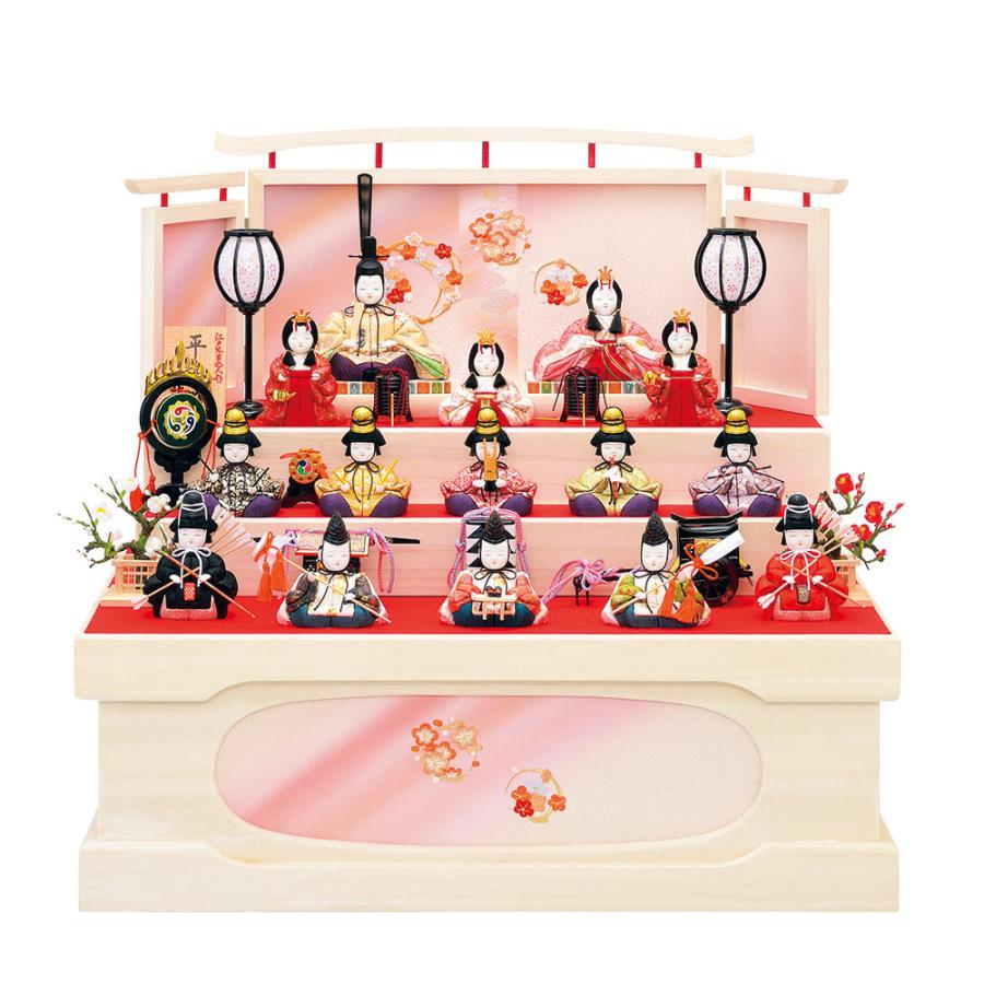 雛人形 コンパクト 木目込み 一秀 ひな人形 十五人飾 平安雛15号 収納