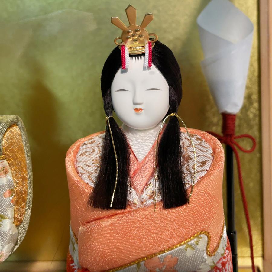 雛人形 お祝い 木目込み 一秀 ひな人形 親王飾 神雛 2号 切替 ケース入り かわいい コンパクト ミニ お雛様 おしゃれ まる顔 2025 e-16-7_4