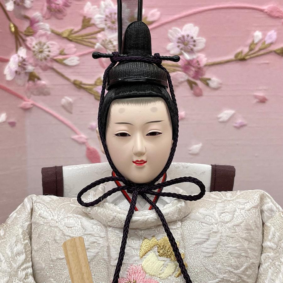 雛人形 コンパクト 白 赤 ひな人形 三段飾り 天然木 三段飾り 桜柄 おしゃれ お雛様 親王 三人官女 初節句 大35-3-3-43 ひな祭り 2025_3