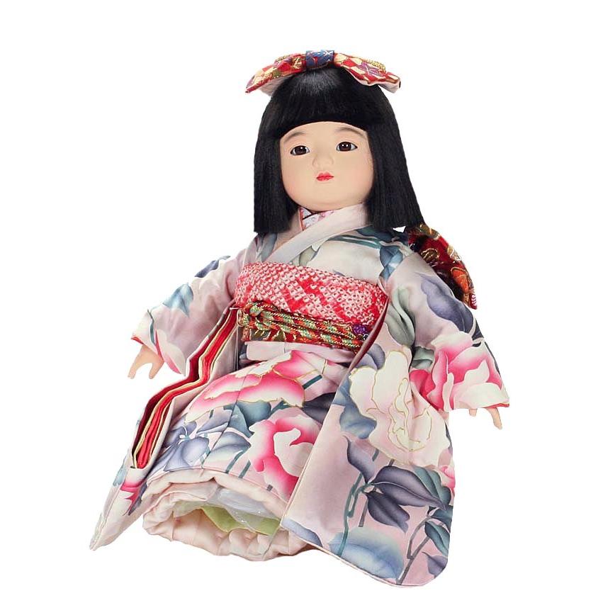 市松人形 抱き人形 おしゃれで可愛いお顔の 童人形 座り台座付き 13号