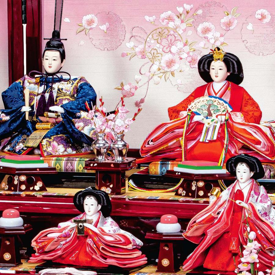 雛人形 3段飾り 収納飾り 引出式 おしゃれ 5人飾り かわいい ひな人形