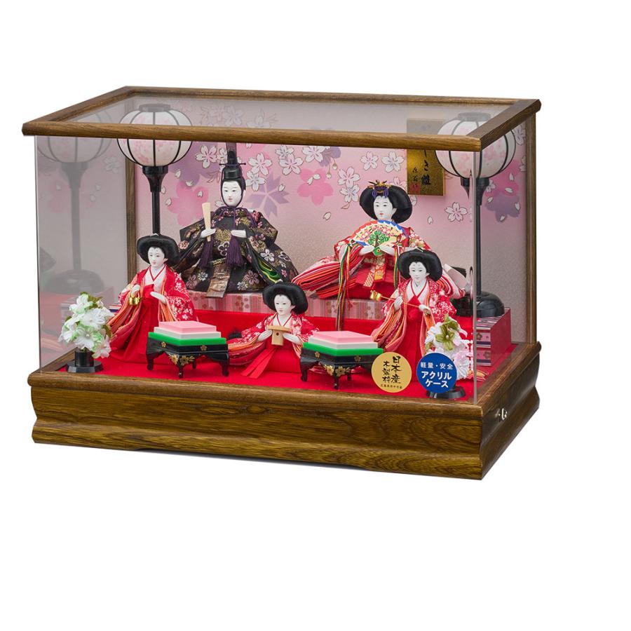 無料配達 雛人形 ケース飾り ひな人形 コンパクト おしゃれ お雛様 のぞみ 豆 五人飾り アクリルケース 濃茶 六角 コードレス 電気入雪洞付 オルゴール内蔵 22 オンラインストア卸売り Ssl Daikyogo Or Jp