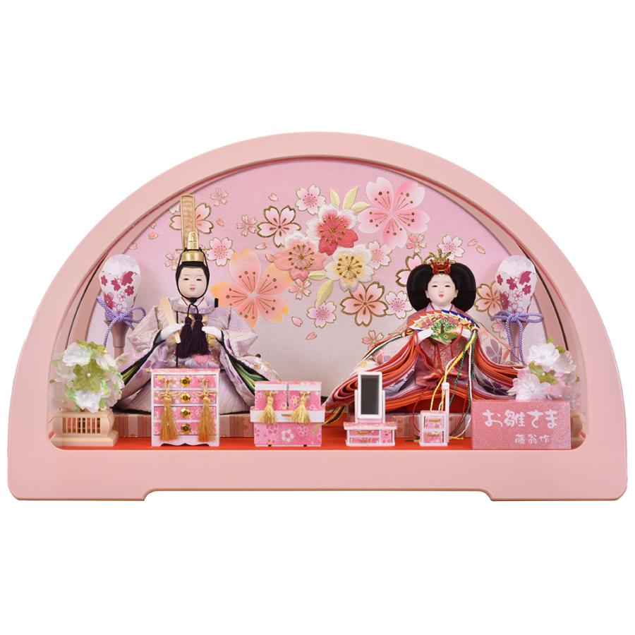 雛人形ケース入り 雛人形 ケース入り丸型 ひな人形 コンパクト ケース 白 ピンク