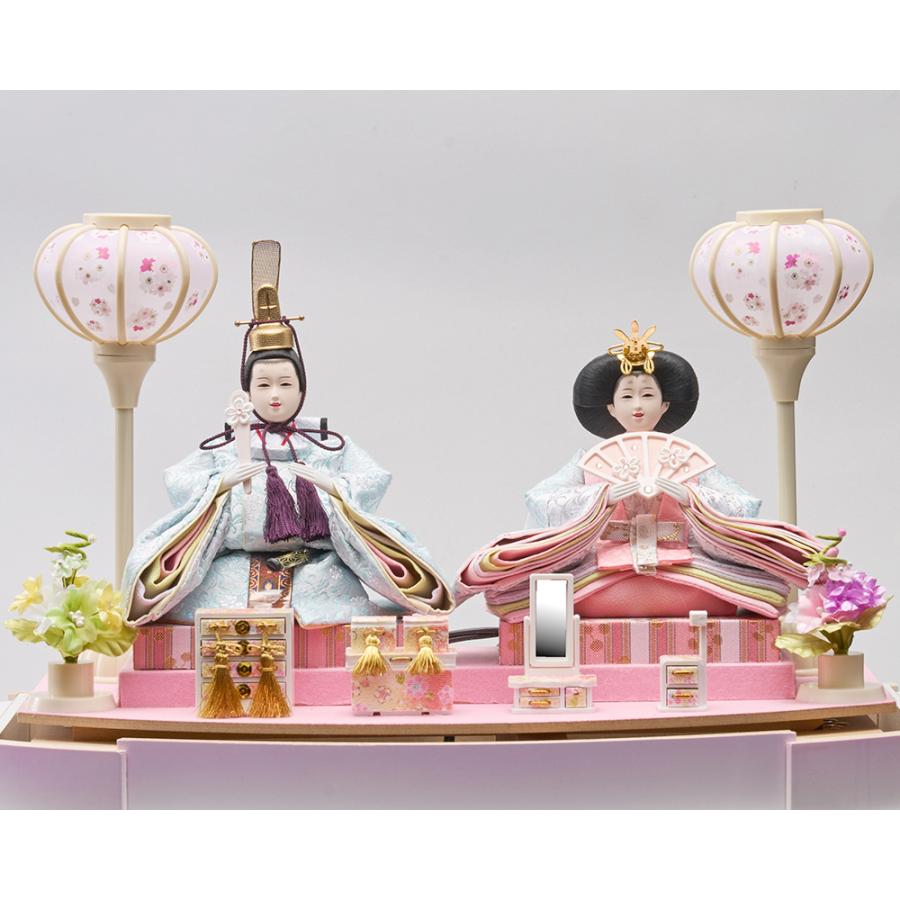 雛人形 コンパクト ミニ ケース飾り おとは 豆親王飾り 金襴仕立 R型 紫ボカシ アクリルケース 刺繍バック おしゃれ 2025 253-225 h5-5 陣屋_7