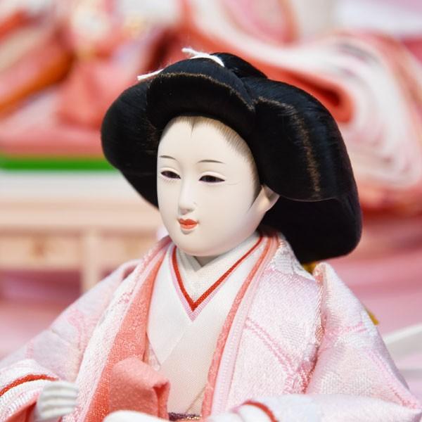 雛人形 ピンク色 収納飾り コンパクト 三段飾り 5人 五人飾り 3段