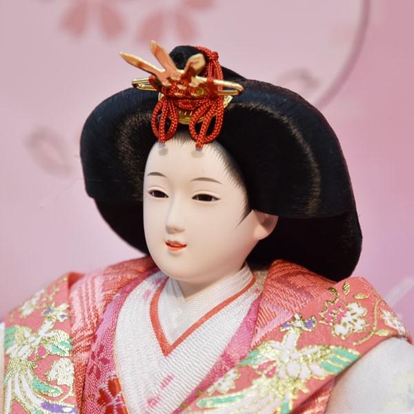 雛人形 三人官女 五人飾り 文様雛 長月作 ピンク 小さめ ひな人形 ひな祭り 雛人形 ピンク色 収納飾り コンパクト 三段飾り 5人 五人飾り 3段