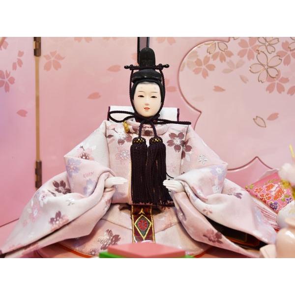 雛人形 ピンク色 収納飾り コンパクト 三段飾り 5人 五人飾り 3段