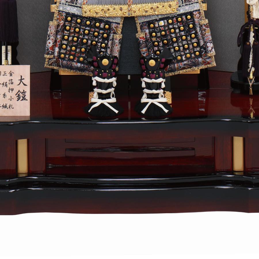 5月人形 五月人形 お祝い 鎧飾り 12号 平飾り台付 屏風付 塗桐 ワイン
