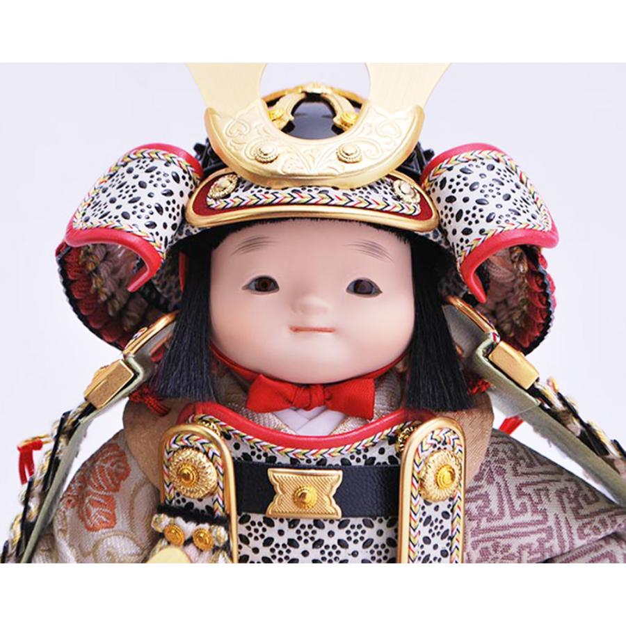 五月人形 幸一光 5月人形 お祝い 大将飾り 出飾り 青葉 あおば 黒小札 段威 緑白桃 かわいい かっこいい コンパクト ベージュ台 屏風 鯉幟 2025_8