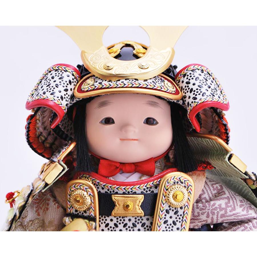 五月人形 幸一光 5月人形 お祝い 大将飾り 出飾り 伊吹 いぶき 黒小札 段威 黄緑桃 かわいい かっこいい コンパクト ベージュ台 屏風 鯉幟 2025_7