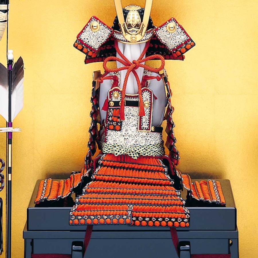 五月人形 真多呂人形作 鎧飾り 加藤一胄作 四分の一 赤糸 長鍬 鎧飾り