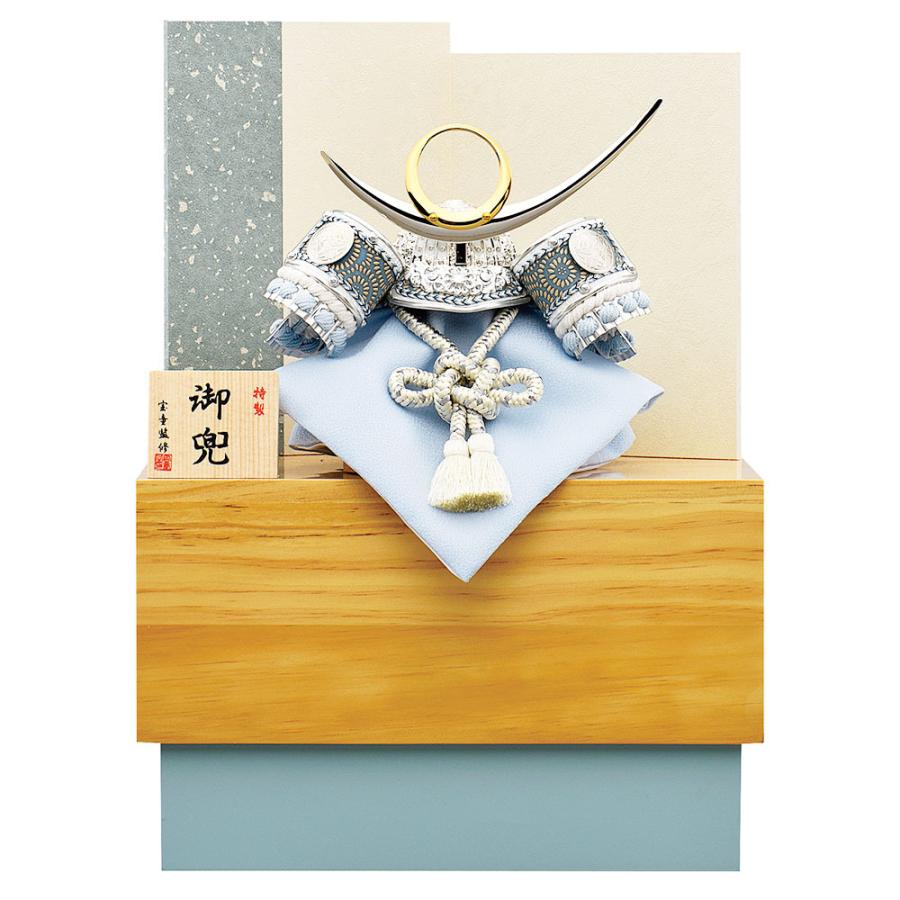 五月人形 コンパクト 兜飾り 5号 印伝上杉兜 収納飾り おしゃれ かわいい モダン インテリア 魅了 木 青 カッコいい