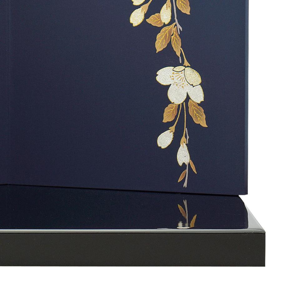 五月人形 コンパクト 飾り台付き 袋張屏風 10号 紺大桜 黒塗り平台 13