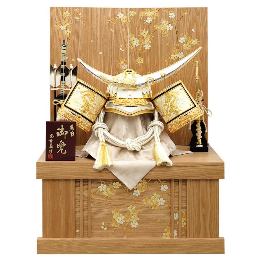 五月人形 コンパクト 伊達政宗 おしゃれ 兜飾り 25号 白金 伊達 着用兜