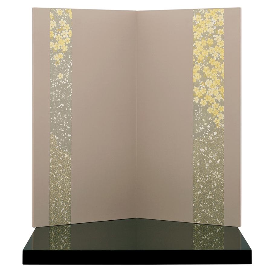 五月人形 コンパクト 飾り台付き 屏風 22号 袋張屏風 縦ライン桜 モカ