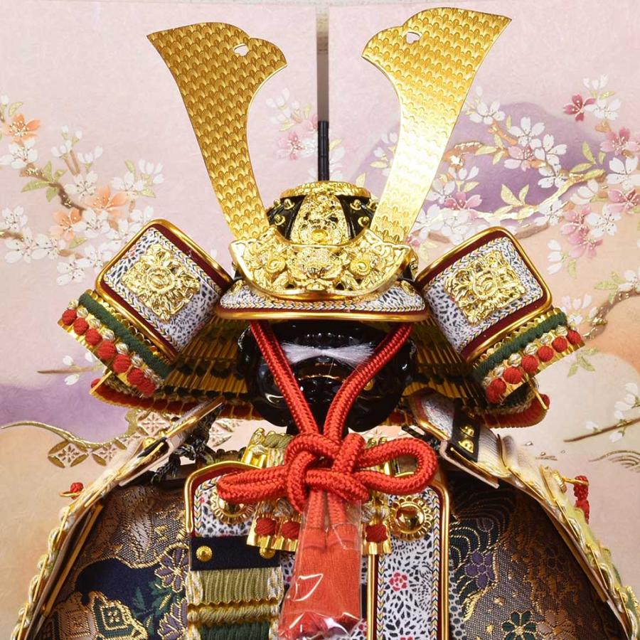 五月人形 コンパクト おしゃれ 鎧飾り 7号 5月人形 萌黄鎧 台 令桜 弓