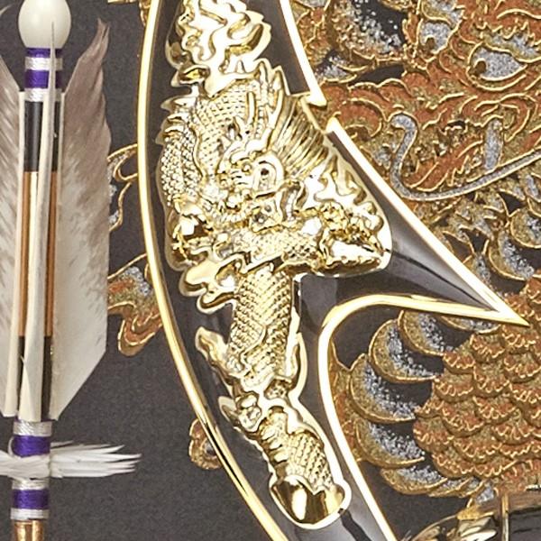 五月人形 ケース飾り コンパクト アクリルケース入り 黒 ハヤブサ 金