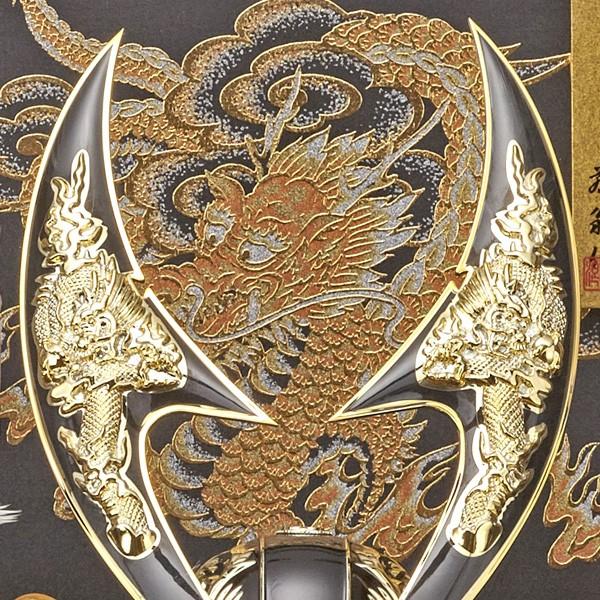 五月人形 ケース飾り コンパクト アクリルケース入り 黒 ハヤブサ 金