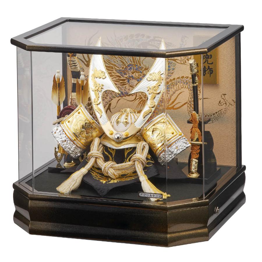 五月人形 兜 アクリルケース飾り コンパクト ケース入り かぶと 初節句