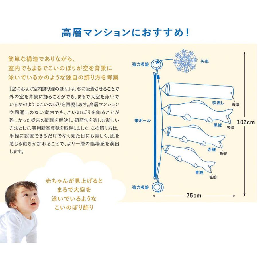 鯉のぼり 室内 おしゃれ コンパクト 人気 空に泳ぐ鯉のぼり 豪(綿入) おしゃれ 華やか 簡単設置 モダン 端午の節句 2025_3