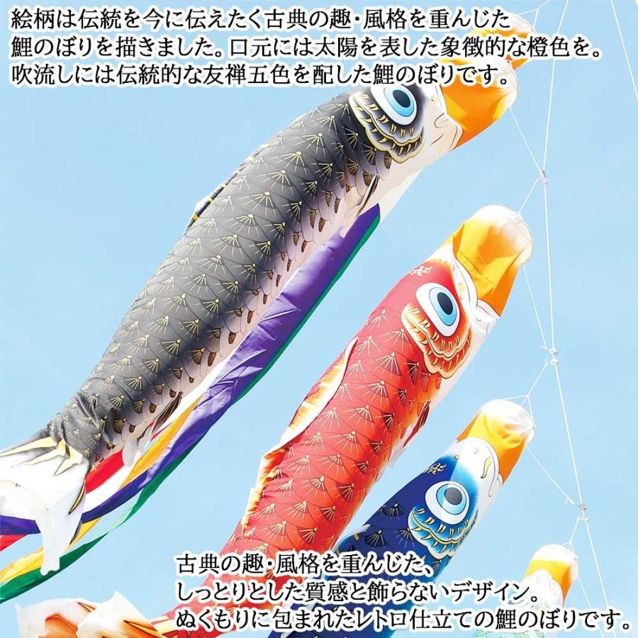 鯉のぼりこいのぼり 庭用 コンパクト にわデコ 夢はるか 撥水加工 おしゃれ 簡単設置 1.5m 6点セット商品 かわいいの画像
