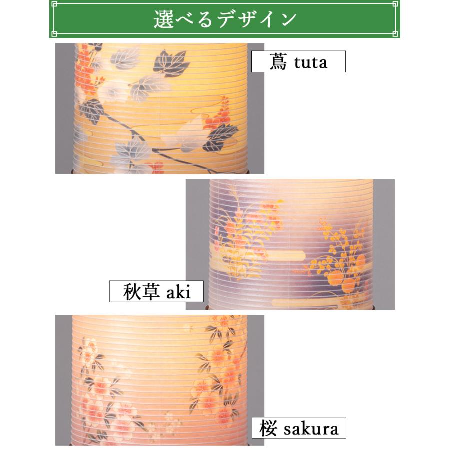 盆提灯 コンパクト ちょうちん 提灯 初盆 家紋入り 煌 桜調 秋草 蔦 桜 波 竹雀 松山水柄 小足 飾り台セット 桜調 飾り台 家紋代込 送料無料_5