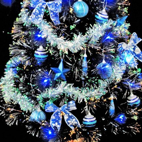 クリスマスツリー ブラックファイバーツリーセット210cm ブルー
