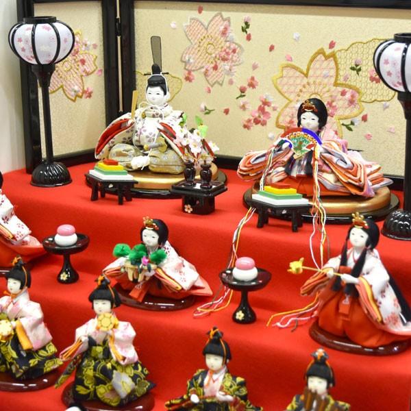 ミニ　雛人形　5段飾り 雛人形 コンパクト ひな人形 15人段飾り 五段飾り 横幅60cm ミニ
