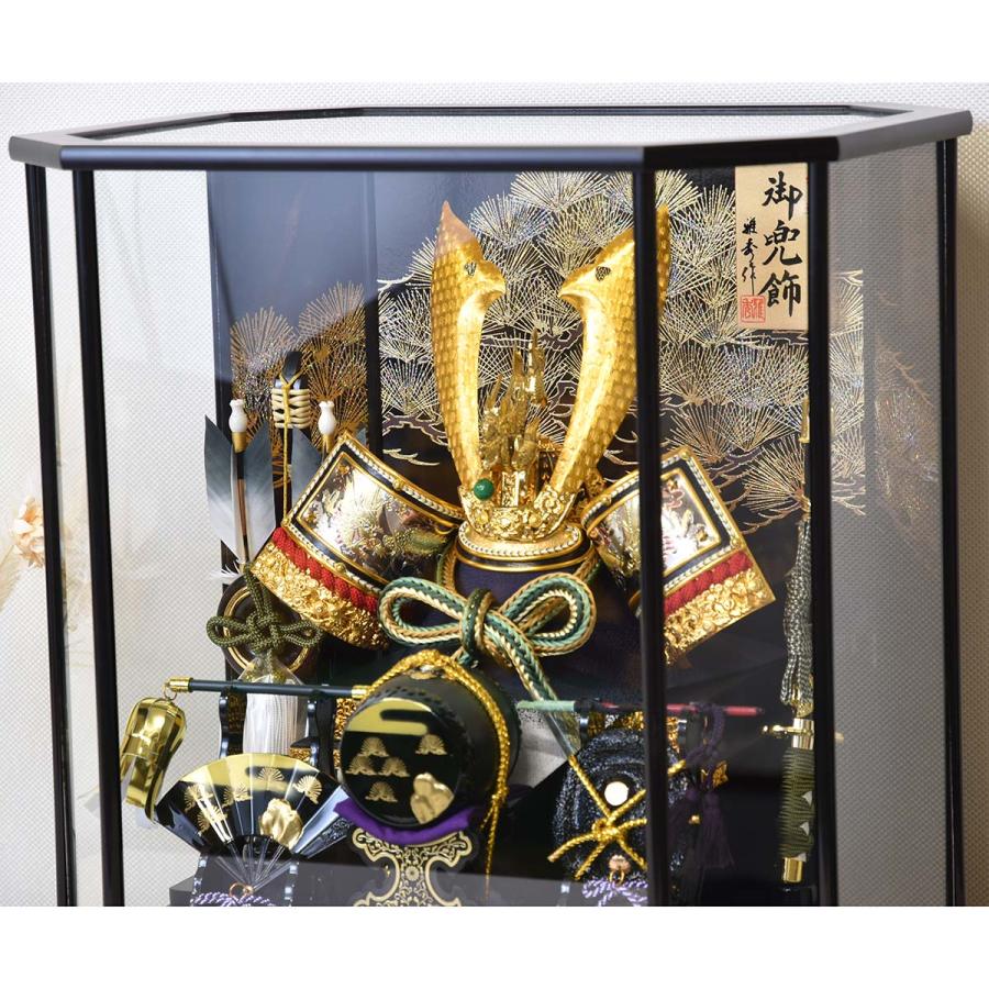 五月人形 ケース入り かぶと コンパクト 兜飾り ミニ おしゃれ 黒 金