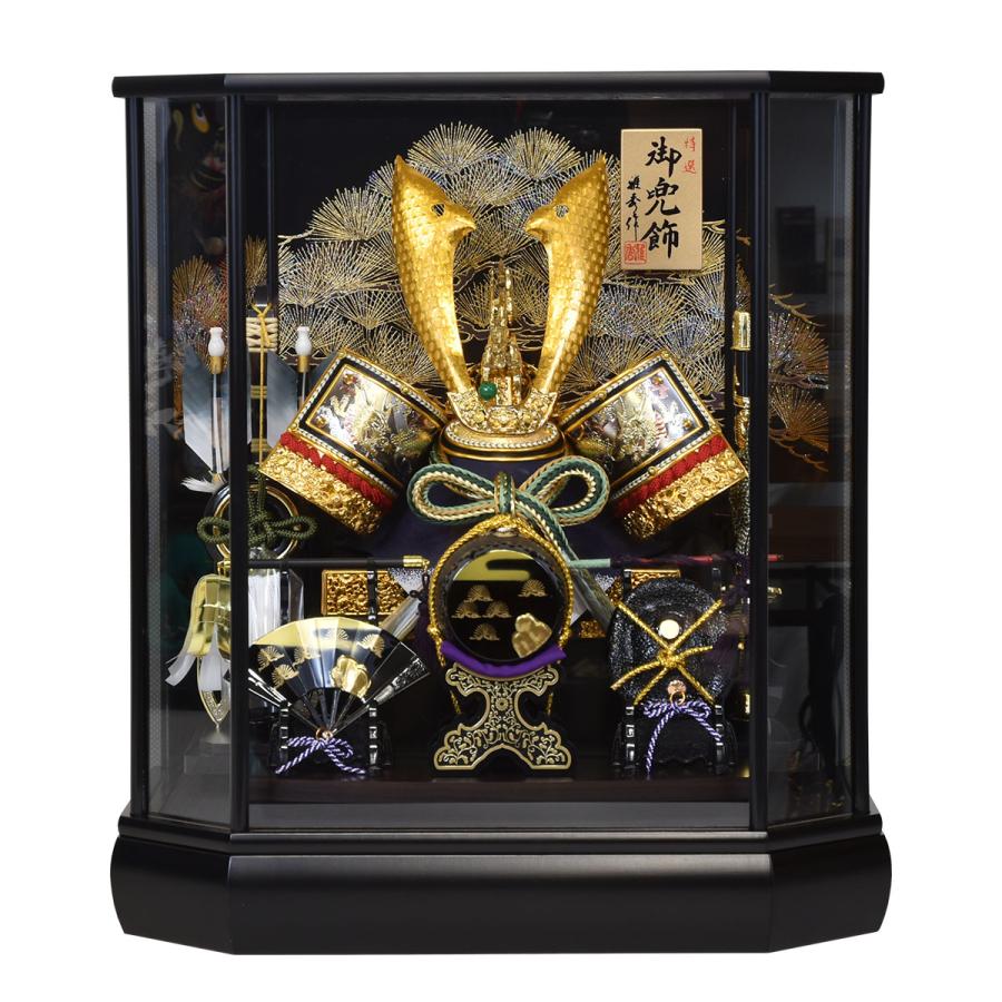 五月人形 ケース入り かぶと コンパクト 兜飾り ミニ おしゃれ 黒 金