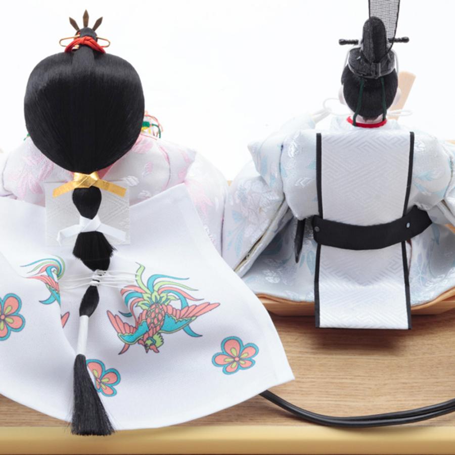 久月 雛人形 ひな人形 親王飾り アクリルケース 白木 花付