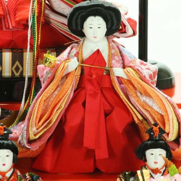 伝統的なひな人形 赤いディスプレイケース 伝統的なひな人形 赤いディスプレイケース