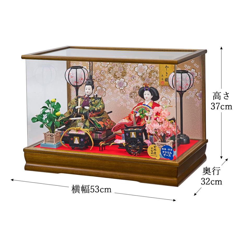 雛人形 コンパクト ケース飾り選べる アクリル 三五親王飾り 金襴仕立